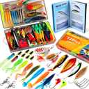 PLUSINNO Fishing Lures, All-in-One Fishing Tackle Box with Tackle Included, Fishing Gear Lure Bait Accessories Kit for Freshwater Bass Trout, Ideal Fishing Gifts for Men, Father & Beginners