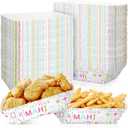 50 Pcs Mahjong Party Snack Bowls Mah Jong Party Supplies Paper Food Tray Disposable Serving Boats for Mah Jong Game Night Mahjong-loving Family Play Day Theme Birthday, 7.9 inches