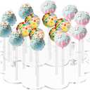 Flower Shape Acrylic Lollipop Stand 16 Holes, Cake Pop Holder Display Rack, Clear Candy Dessert Stand for Christmas Weddings, Birthday Parties, Baby Showers, Bakery Tabletop Showcase