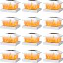 APONUO Solar Post Cap Lights with Flickering Flame & Warm White, 12-Pack for 4x4 Wood/ 5x5 Vinyl Posts, Solar Powered Deck & Fence Lights, Auto On/Off, IP65 Waterproof, Glossy White