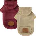 2 Pack Dog Hoodie Sweaters for Small Medium Dogs Warm Dog Clothes for Large Dogs Soft Waffle-Like Laminated Sweatshirt Bulldog (Brown+ Red, S (Back: 11.5",Chest: 15.5", Neck: 10"))