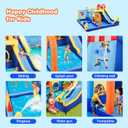 JOYLDIAS Inflatable Water Slide,Water Park Bounce House,Slide Bouncer Castle Playhouse w/Splash Pool, Climbing Wall, TrampolineFelt Ball Target, Ring Toss Game for Kids Outdoor Fun, 550W Air Blower, Multicolor