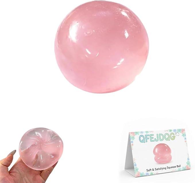 Squishy Coconut Oil Stress Ball Slow Rebound Sensory Squeeze Balls Crunchy Fidget Balls Gifts for Adults Help for Relax Focus Autism ADHD Portable Odorless Non-Sticky Easy to Clean(Pink)
