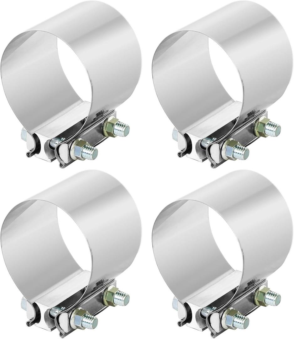 4Pcs x 3.5 Inch Exhaust Clamp Universal 3.5"Butt Joint Exhaust Band Clamp Stainless Sleeve Coupler For Mufflers Exhaust Pipe etc