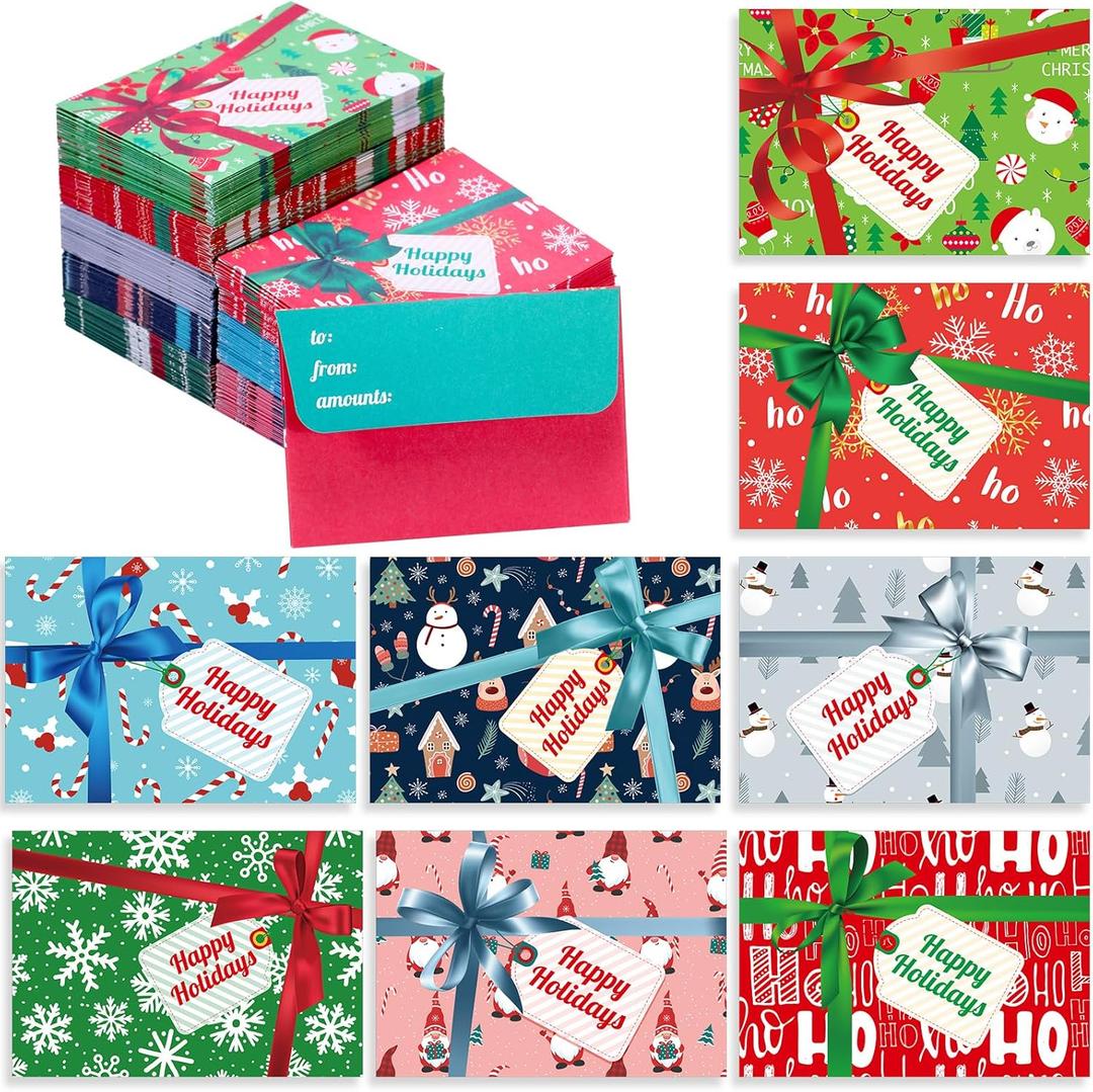 Cholemy 200 Pcs Christmas Gift Card Envelopes Cute Envelopes for Employee Gifts Assorted Color Envelope Gift Card Holders Without Card for Greeting Invitation Credit Card Size Xmas Festival Holiday