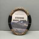 Road Comforts Leopard Steering Wheel Cover - Made with PVC Leather Cheetah Print - Anti-Slip, Universal Fit 14 1/2 inches to 15 inches - Black