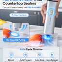 Handheld Vacuum Sealer for Food, Vac Sense Series 75kPa Compact Vacuum Sealer Machine with 2000mAh Battery, Cordless & Portable, 30 BPA-Free Reusable Bags for Meal Prep, Travel & Kitchen, Silver