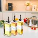 Reallnaive 3 Sets Olive Oil Dispenser Bottles for Kitchen with Nozzles Funnel Labels Cooking Oil Dispenser 500ml Set for Kitchen Vinegar Coffee Syrup (Black)