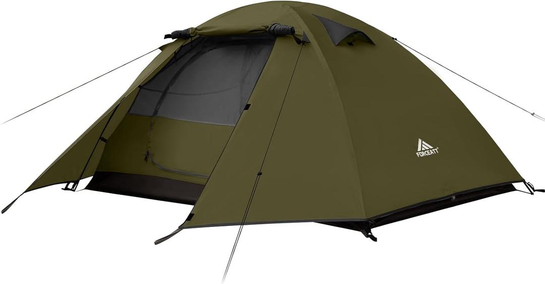 Forceatt Camping Tent 2/3/4 Person, Professional Waterproof & Windproof Lightweight Backpacking Tent Suitable for Outdoor,Hiking,Camping, Mountaineering and Travel (2 people-Army green)