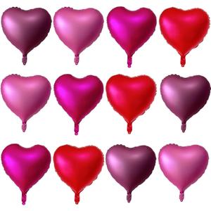 12 Pcs Red Heart Shaped Metallic Balloons 18 Inch Valentine Balloons for Valentines Day Bridal Shower Wedding Party Decorations (Red,Wine Red,Pink, Hot Pink)