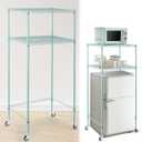 Tandefio 2 Tier Mini Fridge Stand Microwave Shelf with Wheels, Sage Green