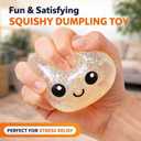 Dumpling Squishies Toy, Giant Glitter Dumpling, Colorful Dumplings Stress Balls Fidget Sensory Toy,Soft Squeeze Decompression Dough with Food Steamer, Stretchy Desk Toys (White)