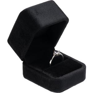 Velvet Single Ring Box Case Holder for Engagement Proposal Birthday Wedding,Jewelry Ring Gift Box Jewelry Packaging Box (Black)