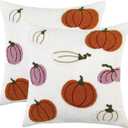 2 x Holibeat Fall Pillow Covers 18x18inch Set of 2 Tufted Thanksgiving Pumpkin Pillow Cases Fall Decoration for Home (8MP)