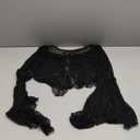 Verdusa Women's Lace Tops Tie Front Bell Long Sleeve Sheer Blouse Crop Tops S