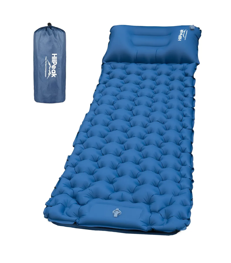 HiiPeak Sleeping Pad - Ultralight Inflatable Sleeping Mat with Built-in Foot Pump, Durable Compact Waterproof Camping Air Mattress for Camping, Backpacking, Hiking, Tent Trap Traveling
