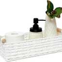 Small Storage Basket Wicker Baskets for Organizing with Handle Decorative Storage Bins for Countertop Toilet Paper Basket for Toilet Tank Top Small Baskets Set,White