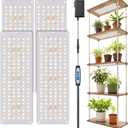 Garpsen Grow Light, 6000K Full Spectrum Plant Lights for Indoor Growing with Auto Timer 6/12/16H, 5 Dimmable Levels & 3 Color Modes, 552 LEDs Grow Lamp Panel for Seed Starting, Veg and Bloom(4Panels)