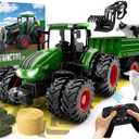 Remote Control Tractor and Trailer Set RC Kids Tractor Toy Front Loader Farm Vehicle Toys for 3-7 Year Old Boys Kids Toddlers Birthday Gifts