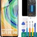 OLED for Samsung S21 FE 5g Screen Replacement for Samsung Galaxy S21 FE 5g LCD Screen for Galaxy SM-G990B SM-G990B/DS LCD Touch Screen Digitizer Assembly Repair Kits with Frame Black