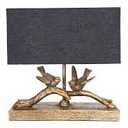 Creative CoOp Rustic Resin Bird Table Lamp with Black Rectangle Shade, Gold Finish