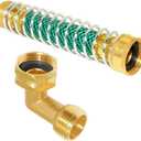 Joywayus 3/4" GHT Garden Hose 90-Degree Elbow Brass Connector and Hose Kink Protector with Coil Spring Extension Adapter Kit for RV Water Hookups and Residential Outdoor Faucets
