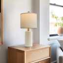 G-SAFAVA 20.25" Small Single Table Lamp for Bedroom Modern Ceramic Nightstand Lamp Farmhouse Bedside Lamp Boho Living Room Lamp White End Side Table Lamp