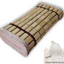 Bamboo Sauna Headrest Pillow, 100% Natural Handmade Wood Sauna Pillow Sauna Neck Rest Sauna Accessory, Bonus Sauna Cap and Seat Pad Included, Summer Cool Cervical Spine Pillow (1 Set)