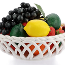 OwnMy Ceramic Fruit Bowl for Kitchen Counter, Decorative Round Ceramic Fruit Basket for Fridge and Home Decors, Large White Fruit Bowl Holder for Kitchen Countertop