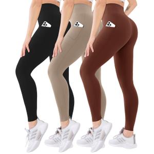 Blisset 3 Pack High Waisted Leggings for Women with Pockets Soft Active Tummy Control Pants for Yoga Running & Daily Wear XXL