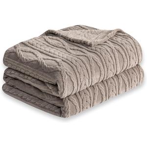 COOVA Taupe Fleece Throw Blanket for Couch - Super Soft Cozy Plush Fuzzy Blanket for Sofa,Premium Sherpa Warm Throw for Women,Bed,Chair,50x60 Inches