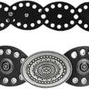 2 x UTOWO Women Wide Boho Disc Western-Belts Vintage-Cowgirl Concho-Waist Belt Versatile Chunky Country Belts for Jeans Pants