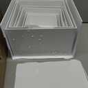 Leinuosen 7 Pcs Extra Large Buffet Risers Set 8" to 14" Acrylic Display Box Square Catering Dessert Table Riser Food Display Decorative Stand with Hollow Bottom for Catering Supplies(White)