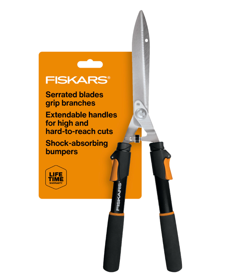 Fiskars 25"-33" Power-Lever Extendable Garden Hedge Shears, 10” Blades