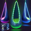 LFSMVT Light Up Kids Pod Swing Seat, Upgraded Kids Hanging Hammock Swing with LED Lights, Cotton Sensory Pod Swing Chair with Inflatable Pillow, Pod Swing for Kids Indoor & Outdoor (1 PCS) (Blue)
