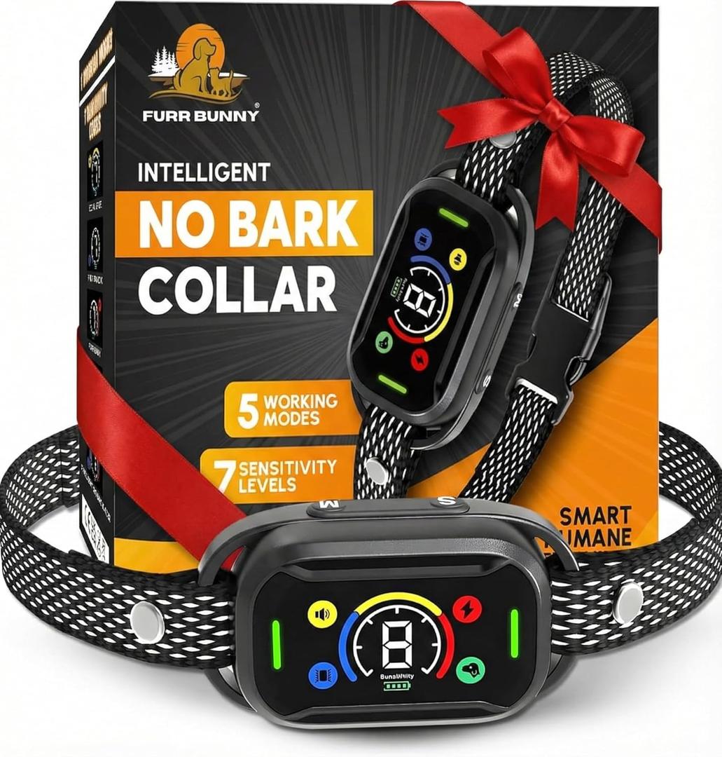 2026 Upgraded Intelligent Dog Bark Collar for Medium & Large Dogs (20 LBs-110 LBs)- Beep, Vibration & Safe Static Shock, 7 Sensitivity Levels Adjustment - Effective Training to Stop Excessive Barking