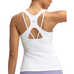 RUNNING GIRL Tank Tops with Built in Bras,Workout Racerback Tank Tops for Women Athletic Yoga Top (White, XL)