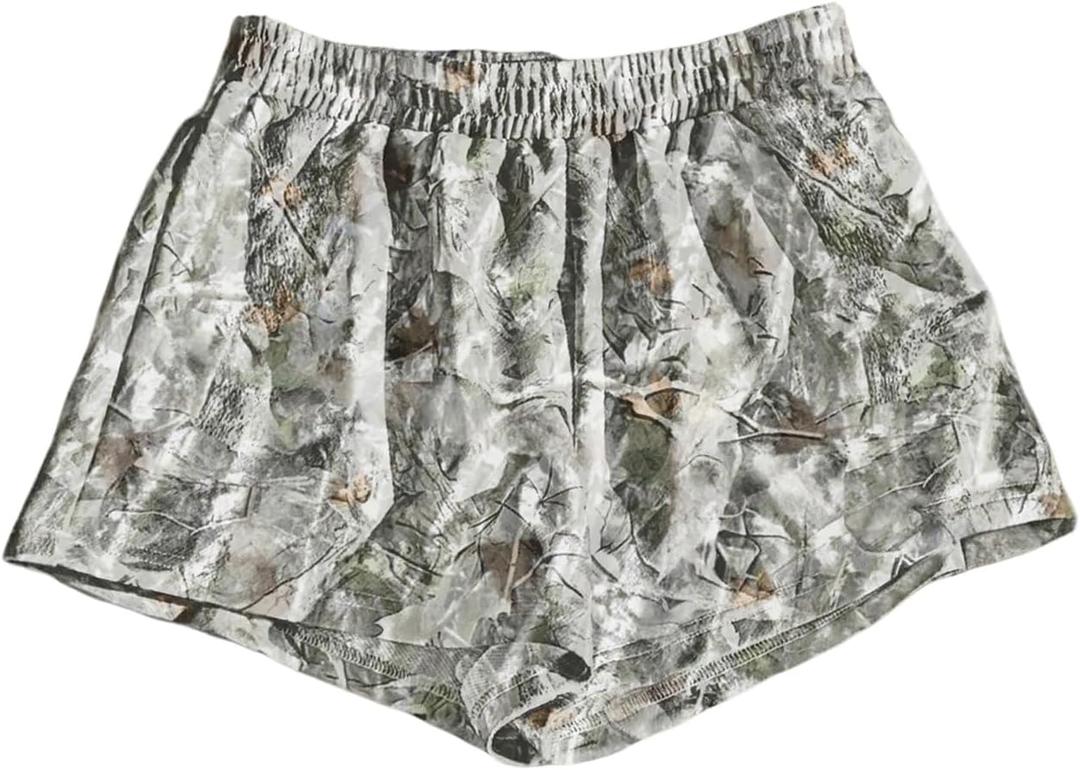 MakeMeChic Women's Sweat Shorts Camo Boxer Workout Shorts (Medium, Multi)