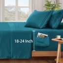 SiinvdaBZX Extra Deep Pocket King Sheets Set - Fits Mattress Up to 24 Inches Thick - 4 Piece Teal Deep Pocket Sheets for Air Mattress - Soft 1800 Thread Count Fitted Sheet with Side Pocket