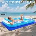 Inflatable Tanning Pool Lounger Float with Protection Tarp, 85" x 57" Pool Floats Adult with Pillow, 6 in 1 Suntan Tub Raft Floatie, Sunbathing Water Bed Lounge Blow Up Kids Ball Pit Party Gifts-Blue, X-Large