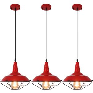 Farmhouse Red Pendant Light, 3 Packs 10.5 inch, Modern Pendant Lighting, Kitchen Pendant Lights, Industrial Pendant Light, Pendant Lights Kitchen Island for Bedroom, Living Room, Bar