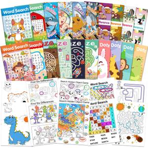 20Pack Small Activity Books for Kids Age 4-8,8-12,Kid Party Favor Gift,Brain Game for Kids Over 280 Different Games fit Classroom Activities,Birthday Goodie Bag Stuffers