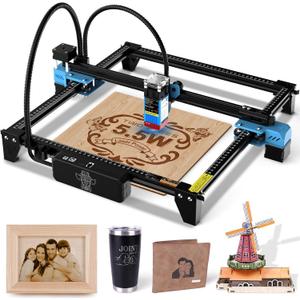 Twotrees TTS-55 Pro Laser Engraver 5500mW Laser Engraving Machine,Laser Cutter,30000mm/min Speed,0.08mm Laser Spot Engraver Machine for DIY,Wood,Metal,Acrylic,Glass,Stainless Steel (Black, Lake Blue)