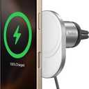 Belkin MagSafe-Compatible Wireless Car Charger 15W, Fast Charging Wireless Charger - Powerful Magnetic Vent Holder for iPhone 17, 16, 15, 14, 13 Series, Pixel 10, Secure Car Phone Mount - White