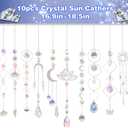 Sun Catchers, 10 Pcs Crystal Suncatcher Prism Hanging Kit with Chain Rainbow Maker Crystals Balls Pendants Ornaments for Indoor Window Outdoor Garden Backyard Patio Car Mirror Christmas Tree Decor