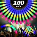 100 Pcs 18.5 inch Foam Glow Sticks Bulk, 4 Color LED Light Foam Sticks, Glow In The Dark Party Supplies, 3 Modes Colorful Flashing for Birthday Wedding Easter Halloween Christmas
