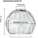 3 Pack Fixture Replacement Globe Shade, 6 Inch Diameter, E26 Base Clear Hammered Glass, Glass Globe Lampshade Cover for Pendant Wall Sconce Chandelier Vanity Light