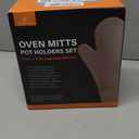 Rorecay 6pcs Oven Mitts and Pot Holders Sets for Kitchen, Extra Long Silicone Oven Gloves High Heat Resistant 500 Degrees Non-Slip Potholders Hot Pads for Baking Cooking, Grey (Gray)