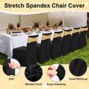 Chumia 120 Pcs Chair Covers and Sashes, Stretch Spandex Chair Covers with Shiny Sashes for Wedding Party Banquet Dining Decor(Black, Gold)
