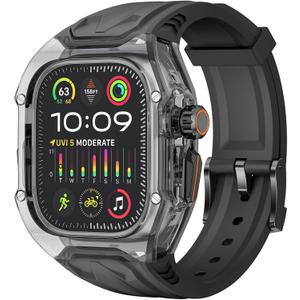 Delidigi for Apple Watch Band with Case 49mm 46mm 45mm 44mm 42mm,Rugged Shockproof Sport Strap with Clear PC Bumper Cover Compatible with Apple Watch Ultra 3 2 1 Series 11 10 9 8 7 6 5 4 SE 3 2 1